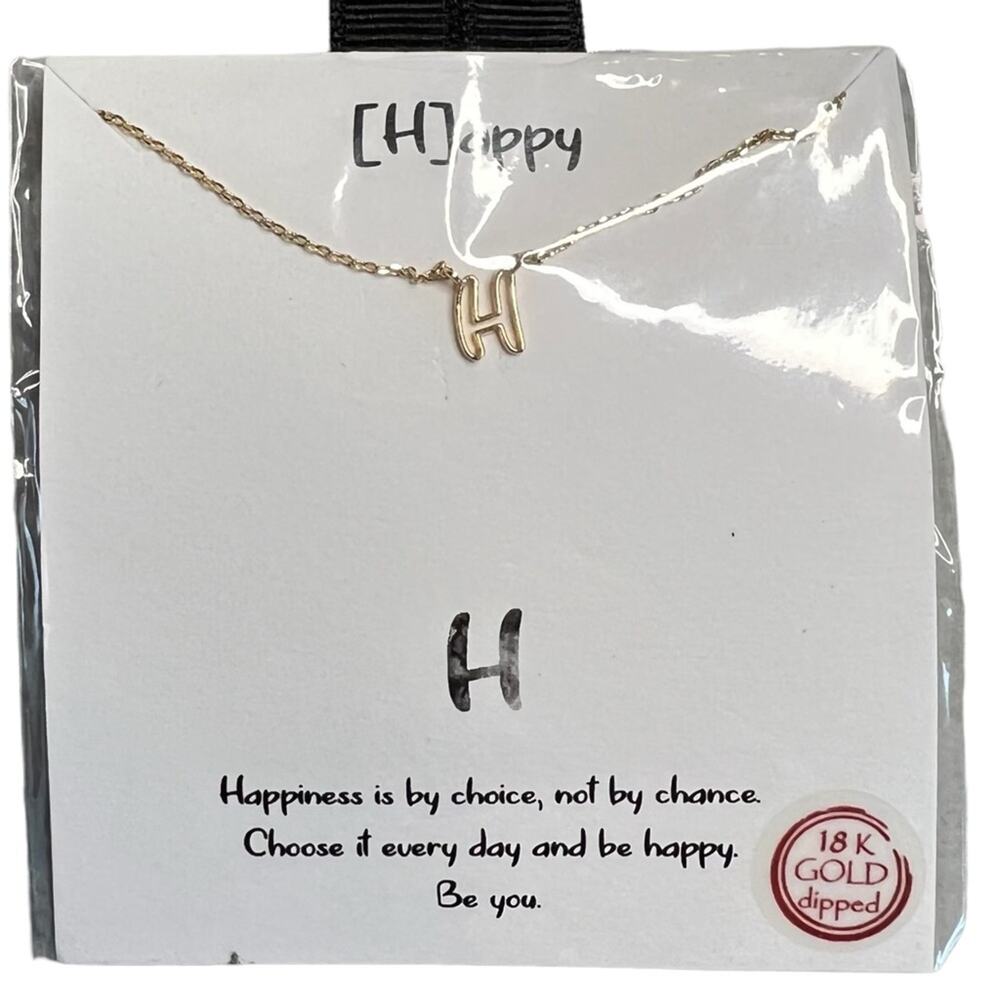 Happy Initial H 18k gold dipped necklace